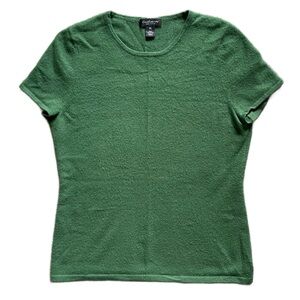 Lord & Taylor Vintage Green Cashmere Short Sleeve Sweater XL